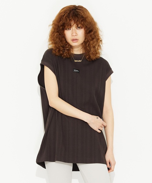 X-girl(エックスガール)の「DEFORMED RIB TANK TOP/リブ タンクトップ(タンクトップ・レディース・ライトグリーン/ホワイト/チャコールグレー/ブラウン・M/S)」の3枚目の写真