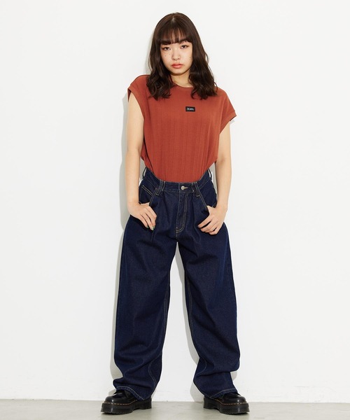 X-girl(エックスガール)の「DEFORMED RIB TANK TOP/リブ タンクトップ(タンクトップ・レディース・ライトグリーン/ホワイト/チャコールグレー/ブラウン・M/S)」の8枚目の写真