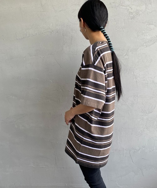 Carhartt WIP（カーハートダブリューアイピー）の「[carhartt WIP/カーハートダブリューアイピー] CORFIELD マルチボーダーショートスリーブTシャツ（Tシャツ/カットソー・レディース・ブラウン/ブルー/ベージュ・M/L）」の21枚目の写真