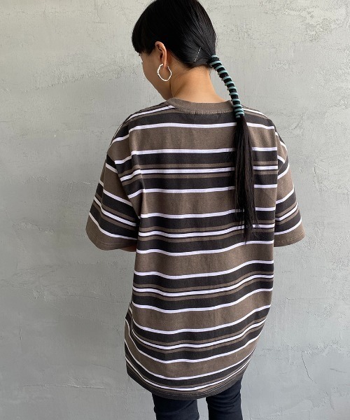 Carhartt WIP（カーハートダブリューアイピー）の「[carhartt WIP/カーハートダブリューアイピー] CORFIELD マルチボーダーショートスリーブTシャツ（Tシャツ/カットソー・レディース・ブラウン/ブルー/ベージュ・M/L）」の18枚目の写真