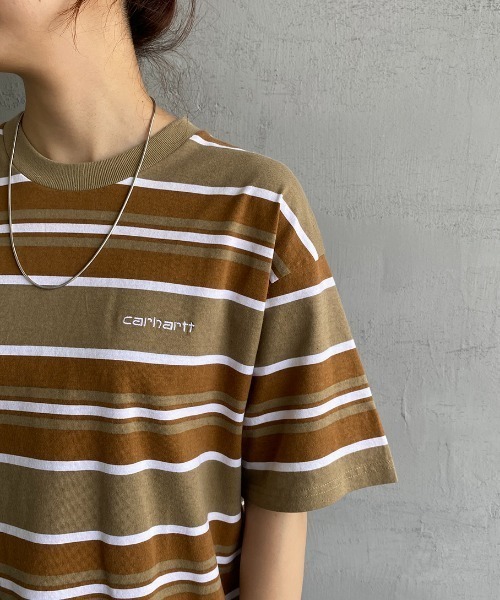 Carhartt WIP（カーハートダブリューアイピー）の「[carhartt WIP/カーハートダブリューアイピー] CORFIELD マルチボーダーショートスリーブTシャツ（Tシャツ/カットソー・レディース・ブラウン/ブルー/ベージュ・M/L）」の16枚目の写真