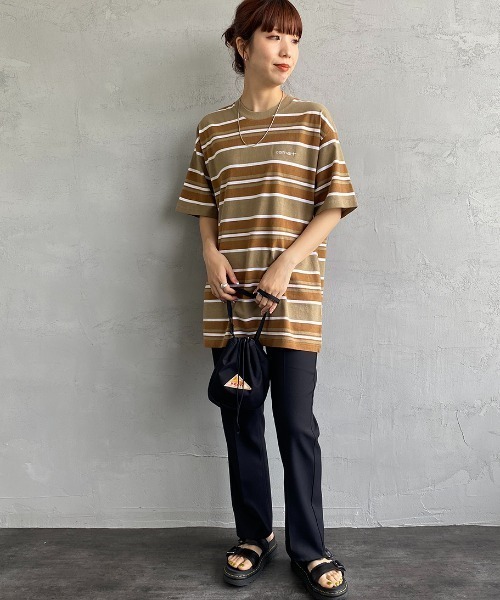 Carhartt WIP（カーハートダブリューアイピー）の「[carhartt WIP/カーハートダブリューアイピー] CORFIELD マルチボーダーショートスリーブTシャツ（Tシャツ/カットソー・レディース・ブラウン/ブルー/ベージュ・M/L）」の6枚目の写真