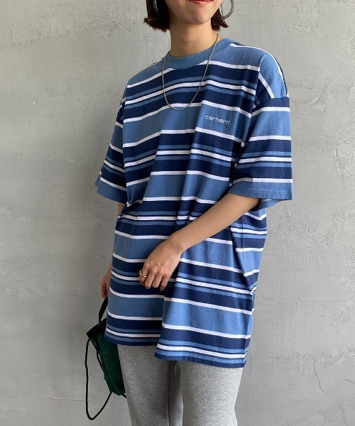 Carhartt WIP（カーハートダブリューアイピー）の「[carhartt WIP/カーハートダブリューアイピー] CORFIELD マルチボーダーショートスリーブTシャツ（Tシャツ/カットソー・レディース・ブラウン/ブルー/ベージュ・M/L）」の11枚目の写真