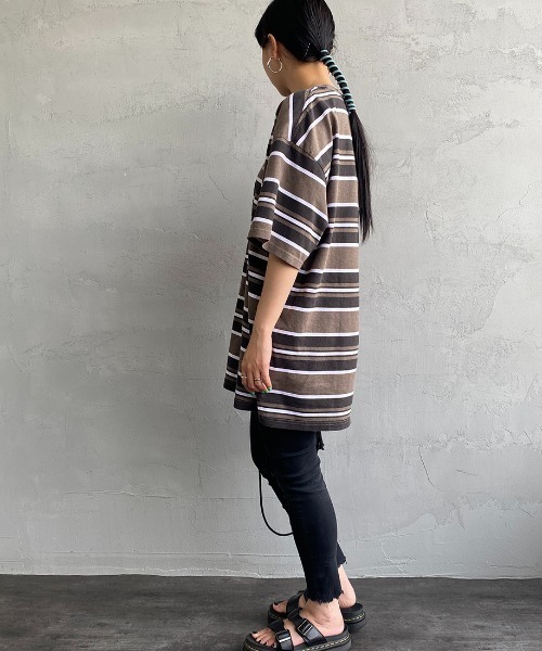 Carhartt WIP（カーハートダブリューアイピー）の「[carhartt WIP/カーハートダブリューアイピー] CORFIELD マルチボーダーショートスリーブTシャツ（Tシャツ/カットソー・レディース・ブラウン/ブルー/ベージュ・M/L）」の14枚目の写真