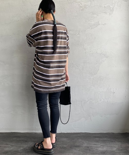 Carhartt WIP（カーハートダブリューアイピー）の「[carhartt WIP/カーハートダブリューアイピー] CORFIELD マルチボーダーショートスリーブTシャツ（Tシャツ/カットソー・レディース・ブラウン/ブルー/ベージュ・M/L）」の9枚目の写真