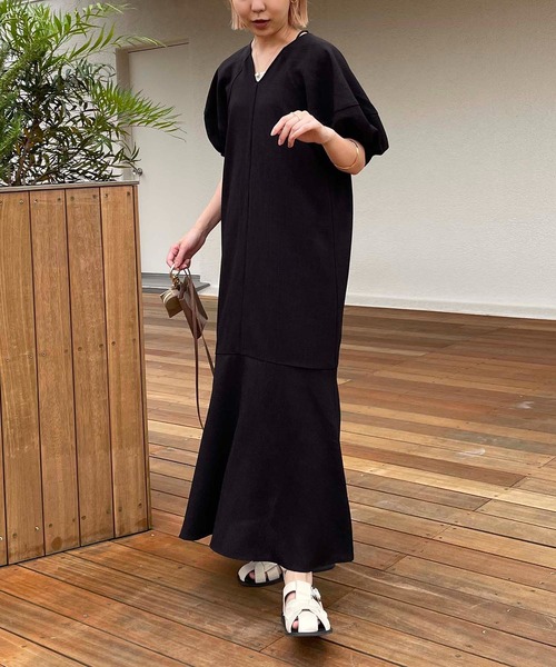 CAPRICIEUX LE'MAGE（カプリシューレマージュ）の「パフマーメイドワンピース（ワンピース・レディース・ブラック/ベージュ/グレイッシュベージュ/キャメル・FREE/SMALL）」の16枚目の写真