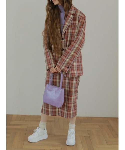 AMAIL(アマイル)の「Happy caramelcheck Jacket(テーラードジャケット・レディース・レッド/グリーン・FREE)」の17枚目の写真