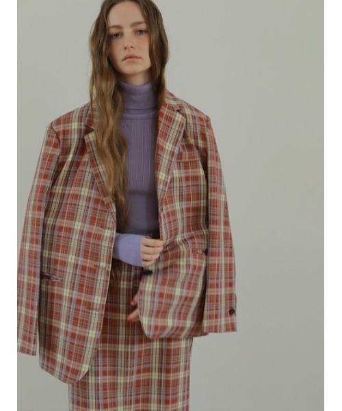 AMAIL(アマイル)の「Happy caramelcheck Jacket(テーラードジャケット・レディース・レッド/グリーン・FREE)」の15枚目の写真