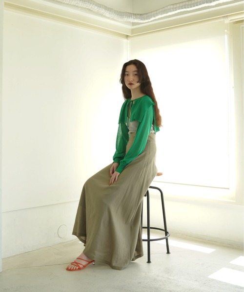 TINA：JOJUN（ティーナジョジュン）の「レーヨン麻 フレアロングスカート TINA：JOJUN（スカート・レディース・カーキ/グリーン・S/M）」の6枚目の写真