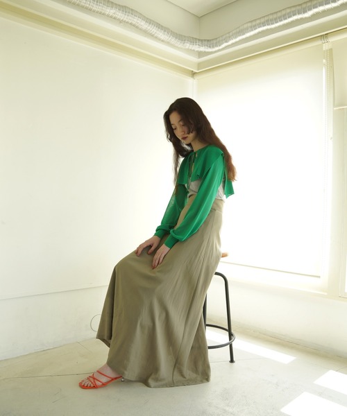 TINA：JOJUN（ティーナジョジュン）の「レーヨン麻 フレアロングスカート TINA：JOJUN（スカート・レディース・カーキ/グリーン・S/M）」の9枚目の写真
