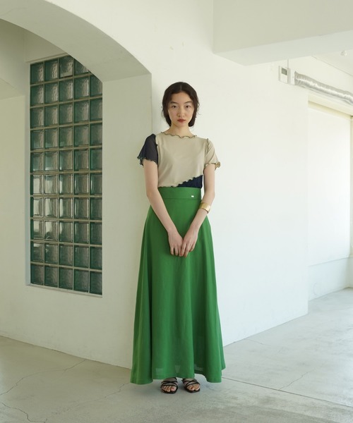 TINA：JOJUN（ティーナジョジュン）の「レーヨン麻 フレアロングスカート TINA：JOJUN（スカート・レディース・カーキ/グリーン・S/M）」の11枚目の写真