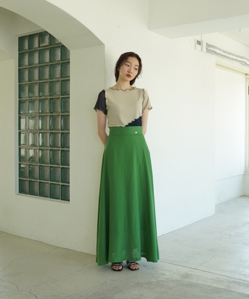 TINA：JOJUN（ティーナジョジュン）の「レーヨン麻 フレアロングスカート TINA：JOJUN（スカート・レディース・カーキ/グリーン・S/M）」の12枚目の写真