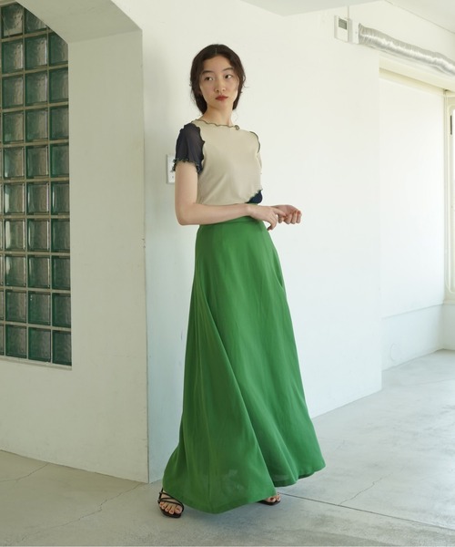 TINA：JOJUN（ティーナジョジュン）の「レーヨン麻 フレアロングスカート TINA：JOJUN（スカート・レディース・カーキ/グリーン・S/M）」の14枚目の写真