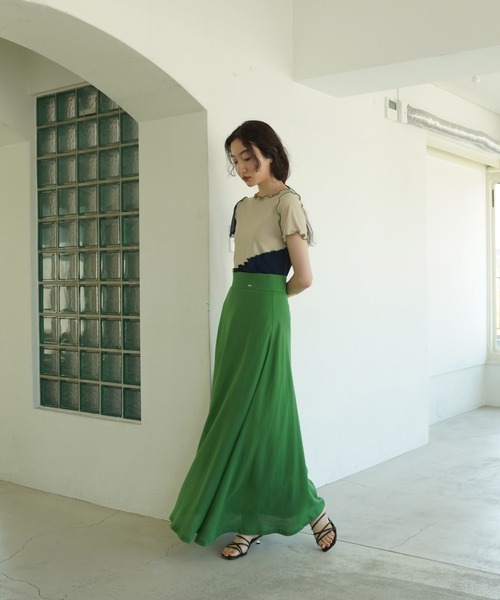 TINA：JOJUN（ティーナジョジュン）の「レーヨン麻 フレアロングスカート TINA：JOJUN（スカート・レディース・カーキ/グリーン・S/M）」の15枚目の写真