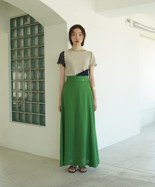 TINA：JOJUN（ティーナジョジュン）の「レーヨン麻 フレアロングスカート TINA：JOJUN（スカート・レディース・カーキ/グリーン・S/M）」の18枚目の写真