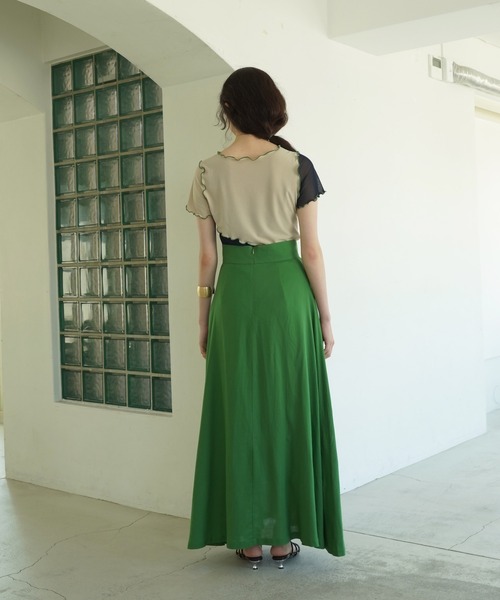TINA：JOJUN（ティーナジョジュン）の「レーヨン麻 フレアロングスカート TINA：JOJUN（スカート・レディース・カーキ/グリーン・S/M）」の20枚目の写真