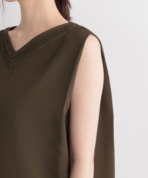 Andemiu(アンデミュウ)の「Vネックタックブラウス150709(シャツ/ブラウス・レディース・ダークブラウン/アイボリー/パープル系その他・FREE)」の14枚目の写真