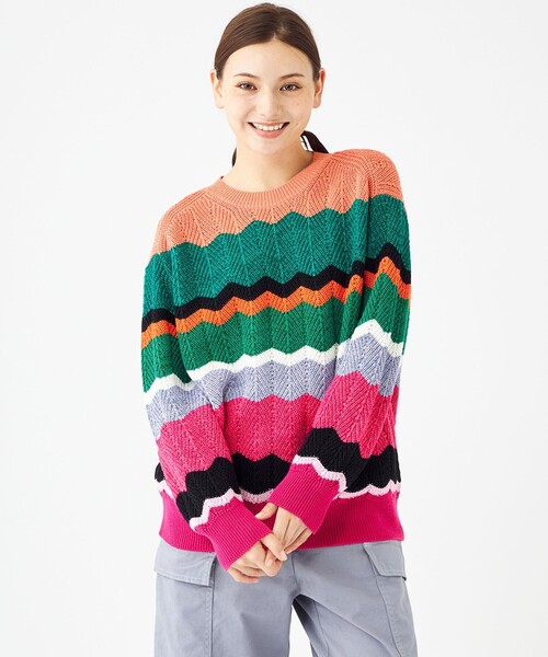 専用【極美品/レディースXL】ポールスミス　マルチカラー　ストライプ　ニット PS Paul Smith（ピーエスポールスミス）の「【洗える】マキシジグザグ