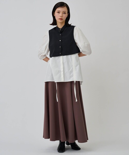 CITY TOKYO（シティトウキョウ）の「【手洗い可能】【マルチウェイ】レイヤードドロストシャツブラウス【A＋TOKYO / エープラストウキョウ】（シャツ/ブラウス・レディース・ブラック/ベージュ/ホワイト・FREE）」の4枚目の写真