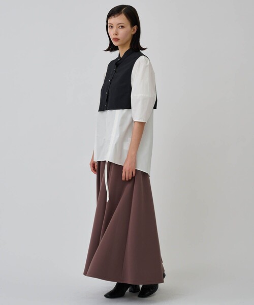 CITY TOKYO（シティトウキョウ）の「【手洗い可能】【マルチウェイ】レイヤードドロストシャツブラウス【A＋TOKYO / エープラストウキョウ】（シャツ/ブラウス・レディース・ブラック/ベージュ/ホワイト・FREE）」の7枚目の写真