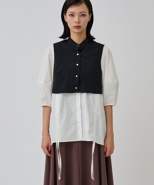 CITY TOKYO（シティトウキョウ）の「【手洗い可能】【マルチウェイ】レイヤードドロストシャツブラウス【A＋TOKYO / エープラストウキョウ】（シャツ/ブラウス・レディース・ブラック/ベージュ/ホワイト・FREE）」の8枚目の写真