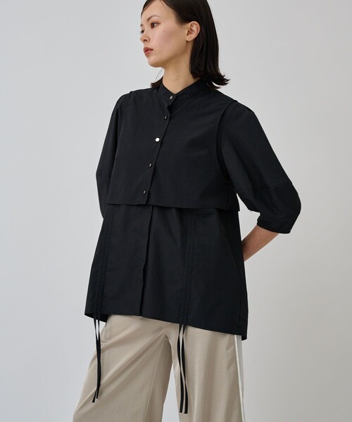 CITY TOKYO（シティトウキョウ）の「【手洗い可能】【マルチウェイ】レイヤードドロストシャツブラウス【A＋TOKYO / エープラストウキョウ】（シャツ/ブラウス・レディース・ブラック/ベージュ/ホワイト・FREE）」の18枚目の写真