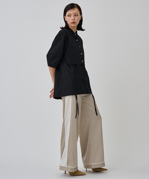 CITY TOKYO（シティトウキョウ）の「【手洗い可能】【マルチウェイ】レイヤードドロストシャツブラウス【A＋TOKYO / エープラストウキョウ】（シャツ/ブラウス・レディース・ブラック/ベージュ/ホワイト・FREE）」の20枚目の写真