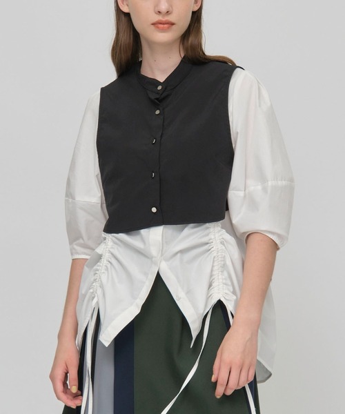 CITY TOKYO（シティトウキョウ）の「【手洗い可能】【マルチウェイ】レイヤードドロストシャツブラウス【A＋TOKYO / エープラストウキョウ】（シャツ/ブラウス・レディース・ブラック/ベージュ/ホワイト・FREE）」の2枚目の写真