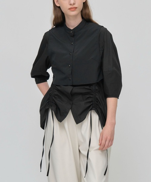 CITY TOKYO（シティトウキョウ）の「【手洗い可能】【マルチウェイ】レイヤードドロストシャツブラウス【A＋TOKYO / エープラストウキョウ】（シャツ/ブラウス・レディース・ブラック/ベージュ/ホワイト・FREE）」の3枚目の写真