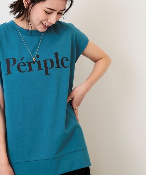 DRESKIP（ドレスキップ）の「◆ロゴ フレンチゆるTシャツ（Tシャツ/カットソー・レディース・グレー系その他/オフホワイト/ダークブラウン/ライトブルー・03/02）」の4枚目の写真