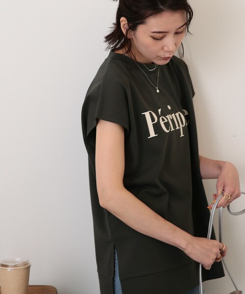 DRESKIP（ドレスキップ）の「◆ロゴ フレンチゆるTシャツ（Tシャツ/カットソー・レディース・グレー系その他/オフホワイト/ダークブラウン/ライトブルー・03/02）」の14枚目の写真