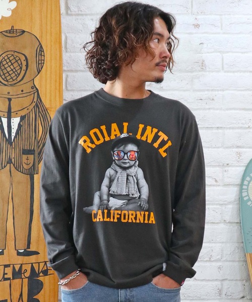 roial(ロイアル)の「ROIAL/ロイアル レギュラーフィット ベイビープリントロンT R223MLT03(Tシャツ/カットソー・メンズ・グレー/グリーン/ホワイト/ブラック・L/M)」の12枚目の写真