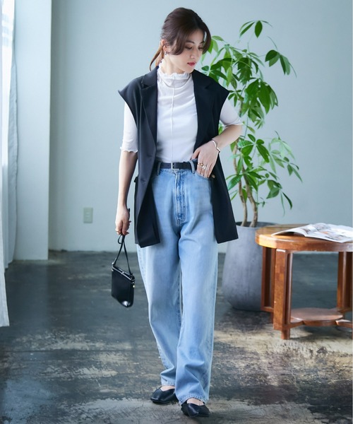 ECRIRE（エクリール）の「サイドスリットジレ（ベスト・レディース・ブラック/ベージュ/グレー・M）」の7枚目の写真