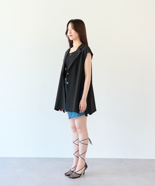 ECRIRE（エクリール）の「サイドスリットジレ（ベスト・レディース・ブラック/ベージュ/グレー・M）」の20枚目の写真