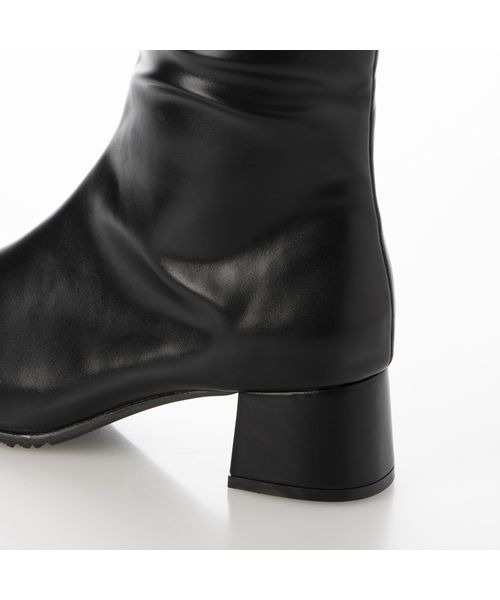 Fin（フィン）の「スクエアトゥストレッチロングブーツ【低反発スポンジ入り】（ブーツ・レディース・ブラック/キャメル・S/M/L/LL）」の6枚目の写真