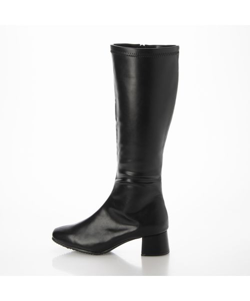 Fin（フィン）の「スクエアトゥストレッチロングブーツ【低反発スポンジ入り】（ブーツ・レディース・ブラック/キャメル・S/M/L/LL）」の3枚目の写真