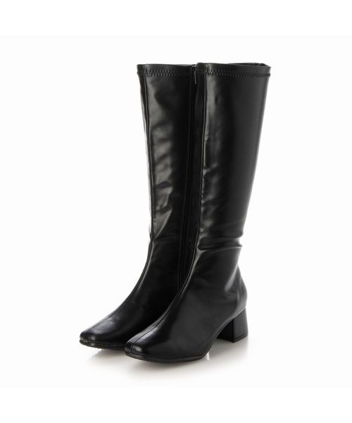 Fin（フィン）の「スクエアトゥストレッチロングブーツ【低反発スポンジ入り】（ブーツ・レディース・ブラック/キャメル・S/M/L/LL）」の11枚目の写真