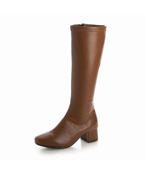 Fin（フィン）の「スクエアトゥストレッチロングブーツ【低反発スポンジ入り】（ブーツ・レディース・ブラック/キャメル・S/M/L/LL）」の14枚目の写真