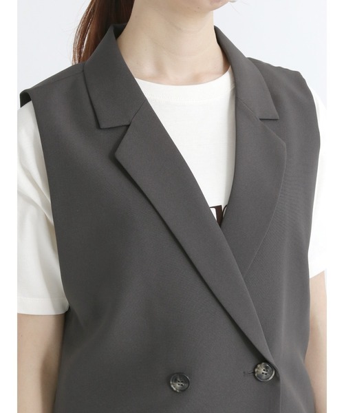 Te chichi（テチチ）の「テーラードカラーミドルジレ【セットアップ可】（ノーカラージャケット・レディース・カーキ/チャコール・ﾌﾘ-）」の9枚目の写真