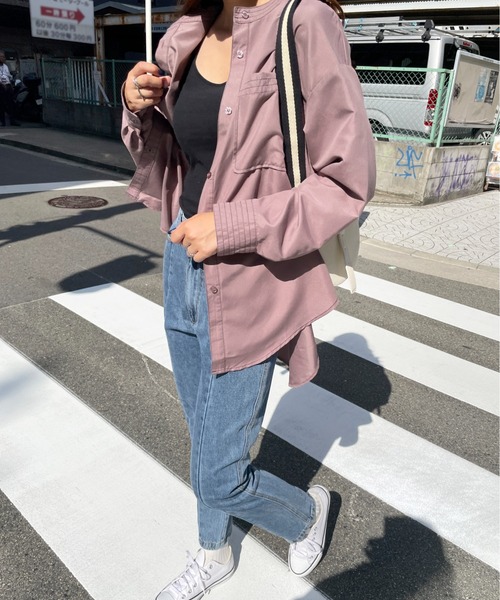 StyleSea（スタイルシー）の「スタンドカラーステッチブラウス（シャツ/ブラウス・レディース・ライトグレー/ブラック/オフホワイト/ピンク・MEDIUM）」の20枚目の写真