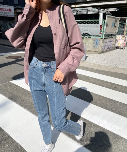 StyleSea（スタイルシー）の「スタンドカラーステッチブラウス（シャツ/ブラウス・レディース・ライトグレー/ブラック/オフホワイト/ピンク・MEDIUM）」の17枚目の写真