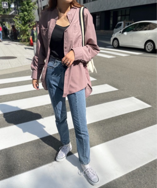 StyleSea（スタイルシー）の「スタンドカラーステッチブラウス（シャツ/ブラウス・レディース・ライトグレー/ブラック/オフホワイト/ピンク・MEDIUM）」の19枚目の写真