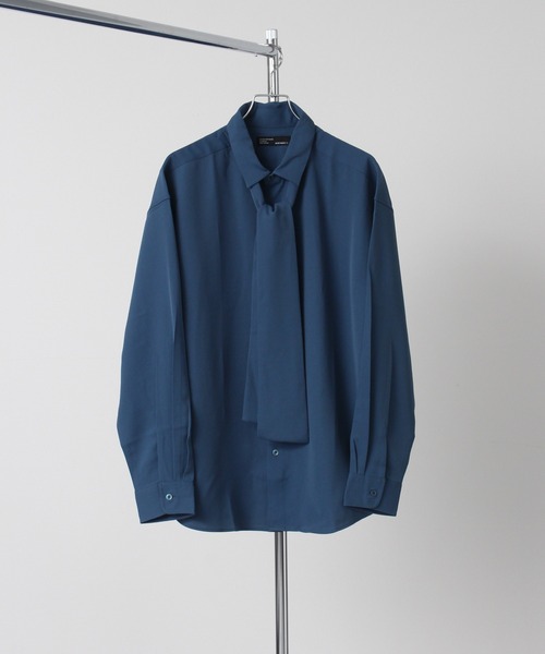Art re A select（アトリエセレクト）の「DRAPE BOWTIE LOOSE SHIRTS/2way ボウタイ ドレープ トロミ ルーズ レギュラーシャツ（シャツ/ブラウス・メンズ・グレイッシュベージュ/ブラック/ホワイト/グリーン/ブルー・M/L）」の5枚目の写真