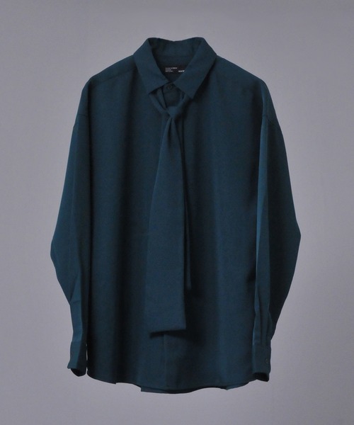 Art re A select（アトリエセレクト）の「DRAPE BOWTIE LOOSE SHIRTS/2way ボウタイ ドレープ トロミ ルーズ レギュラーシャツ（シャツ/ブラウス・メンズ・グレイッシュベージュ/ブラック/ホワイト/グリーン/ブルー・M/L）」の4枚目の写真