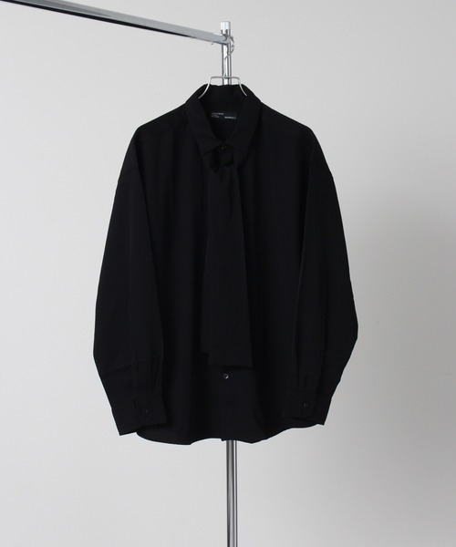 Art re A select（アトリエセレクト）の「DRAPE BOWTIE LOOSE SHIRTS/2way ボウタイ ドレープ トロミ ルーズ レギュラーシャツ（シャツ/ブラウス・メンズ・グレイッシュベージュ/ブラック/ホワイト/グリーン/ブルー・M/L）」の3枚目の写真