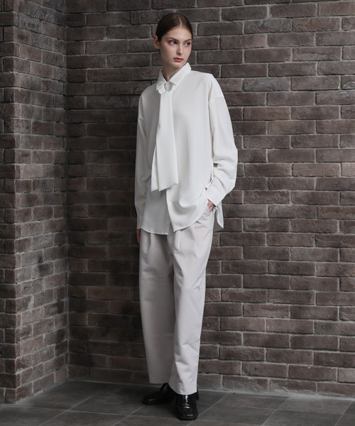 Art re A select（アトリエセレクト）の「DRAPE BOWTIE LOOSE SHIRTS/2way ボウタイ ドレープ トロミ ルーズ レギュラーシャツ（シャツ/ブラウス・メンズ・グレイッシュベージュ/ブラック/ホワイト/グリーン/ブルー・M/L）」の11枚目の写真