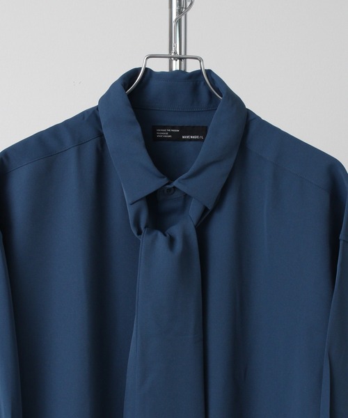 Art re A select（アトリエセレクト）の「DRAPE BOWTIE LOOSE SHIRTS/2way ボウタイ ドレープ トロミ ルーズ レギュラーシャツ（シャツ/ブラウス・メンズ・グレイッシュベージュ/ブラック/ホワイト/グリーン/ブルー・M/L）」の16枚目の写真