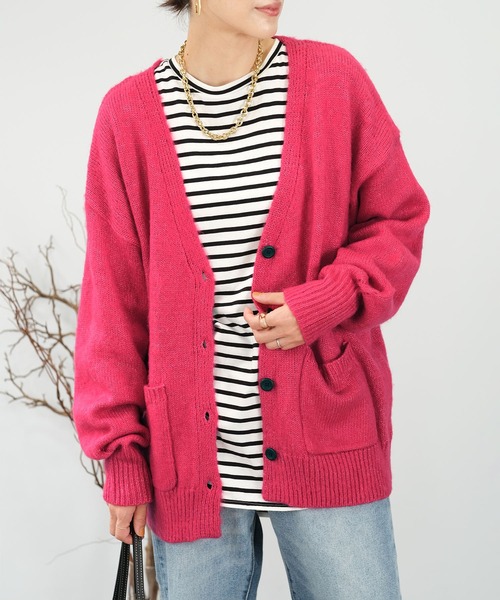 ＡＮＤＪ（アンドジェイ）の「【2022/AW】Vネックルーズカーディガン（カーディガン/ボレロ・レディース・ブルー/グリーン/ブラック/ピンク系その他/モカ/レッド・M）」の6枚目の写真