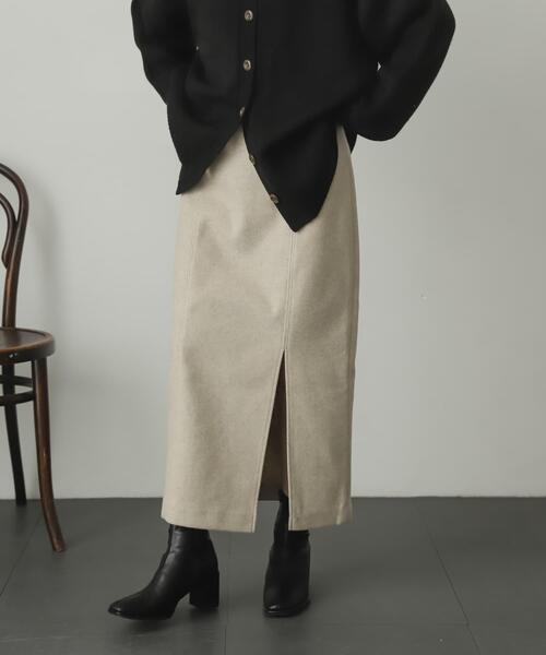 SENSE OF PLACE by URBAN RESEARCH（センスオブプレイスバイアーバンリサーチ）の「ウールライクジャージタイトスリットスカート（スカート・レディース・ライトベージュ/ブラック/グリーン/ベージュ系その他/ブラウン/ブラック系その他・SMALL/MEDIUM）」の5枚目の写真