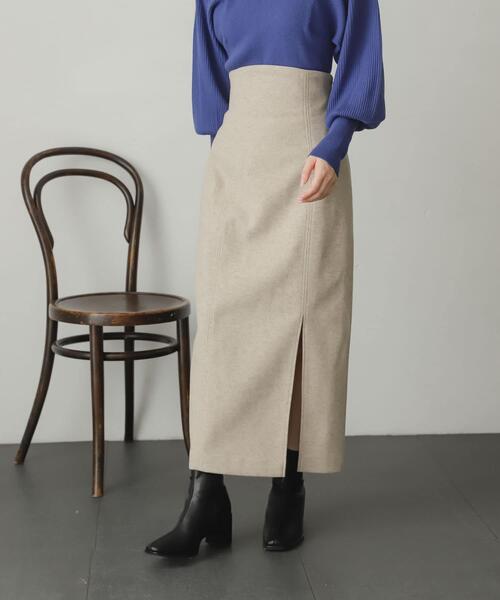 SENSE OF PLACE by URBAN RESEARCH（センスオブプレイスバイアーバンリサーチ）の「ウールライクジャージタイトスリットスカート（スカート・レディース・ライトベージュ/ブラック/グリーン/ベージュ系その他/ブラウン/ブラック系その他・SMALL/MEDIUM）」の6枚目の写真